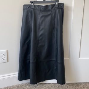 H&M faux leather midi skirt